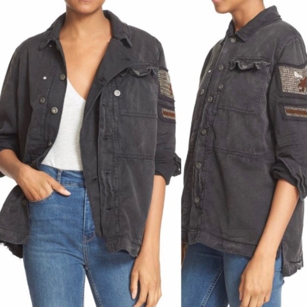Free People Embellished Military Short Jacket.